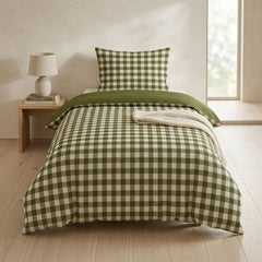 Gaveno Cavailia Green Gingham Single Duvet Cover Microfibre Bed Set