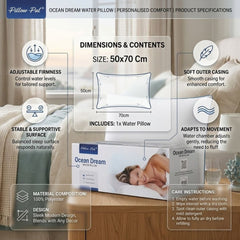 Pillow Pal Ocean Dream Water Pillow - Adjustable Firmness Bed Pillow
