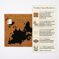 World Map Coir Door Mat - Natural Coconut Fibre Non-Slip Entryway Mat