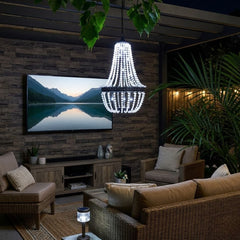 Solar Powered Acrylic Crystal Garden Chandelier - Cool White LED