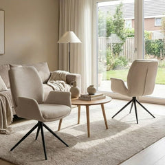 Set of 2 Beige Fairmont 360 Swivel Dining Chairs | Modern Fabric