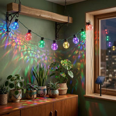 Solar Living 10 Multicolour LED Disco Ball String Lights - Solar Power