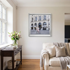 Dior Joaillerie Silver Step Frame Luxury Wall Art 70x70cm Home Decor