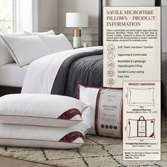 Savile Microfibre Pillows - 2 Pack Down-Like Soft Support Bed Pillows