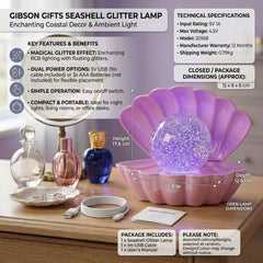Gibson Gifts Seashell Glitter Lamp - RGB Ambient Light & Night Light