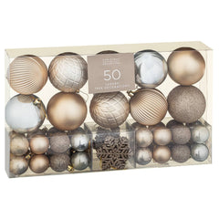50 Piece Deco Shimmer Baubles Luxury Tree Decorations Pack