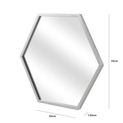 50cm Silver Border Hexagon Mirror