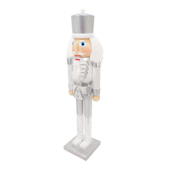 50cm Wooden Nutcracker White & Silver Colour