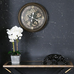 52.6cm Gears Wall Clock Coffee Roman Dial Brown