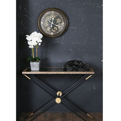 52.6cm Gears Wall Clock Coffee Roman Dial Brown