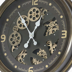 52.6cm Gears Wall Clock Coffee Roman Dial Brown
