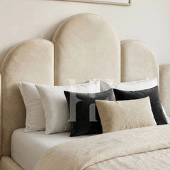 Modern Velvet Scalloped Cloud Arch Upholstered Bed Frame