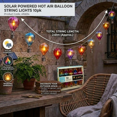 Solar Powered Hot Air Balloon String Lights 10pk - Flame Effect Decor
