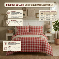 Gaveno Cavailia Red Gingham King Duvet Cover Microfibre Bedding Set