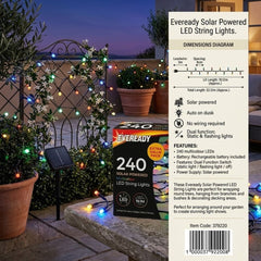 Eveready 240 Multicolour LED Solar String Lights - 22m Garden Decor