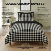 Gaveno Cavailia Black Gingham Single Duvet Cover Microfibre Bed Set