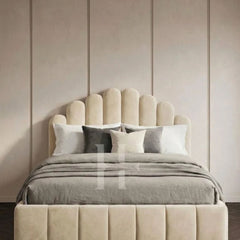 Luxury Arched Scalloped Crown Vertical Panel Upholstered Bed Frame