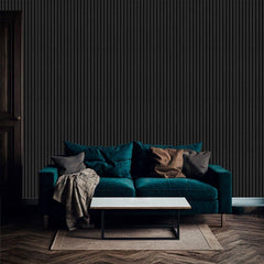 60cm x 240cm Dark Grey Fluted Wall Panel - Home Luxe Interior