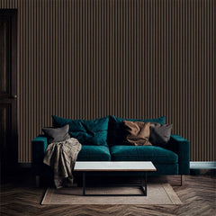 60cm x 240cm Dark Walnut Fluted Wall Panel - Home Luxe Interior