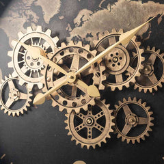 62cm World Design Black and Gold Gear Wall Clock