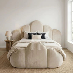 Modern Velvet Scalloped Cloud Arch Upholstered Bed Frame