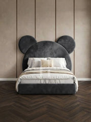 Luxury Bear Ears Shaped Upholstered Kids Bed Frame