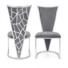 Set Of 2 Vienna Grey & Silver Dining Chairs