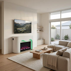 Modena White Bluetooth Electric LED Media Fireplace Mantel Unit L150cm