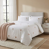 Gaveno Cavailia Pink Hearts Embroidered Double Duvet Cover Bedding Set