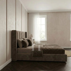 Modern Vertical Channel Panel Upholstered Bed Frame