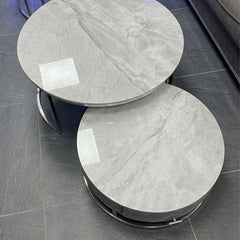 Melrose Grey Ceramic Nest Of Coffee Tables - Set of 2 Storage Grey Fabric