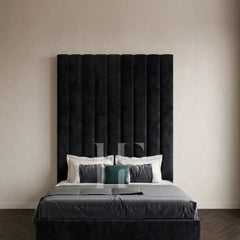Luxury High Tall Vertical Panel Upholstered Velvet Bed Frame