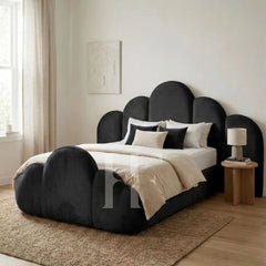 Modern Velvet Scalloped Cloud Arch Upholstered Bed Frame