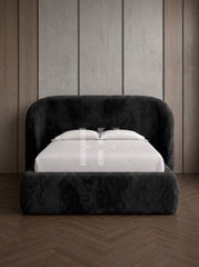 Modern Curved Velvet Upholstered Bed Frame