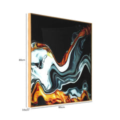 80cm Black Blue Yellow Abstract Design Wallart