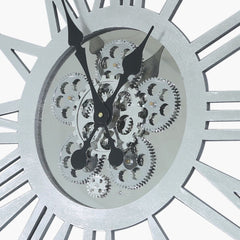 80cm Gears Wall Clock Silver