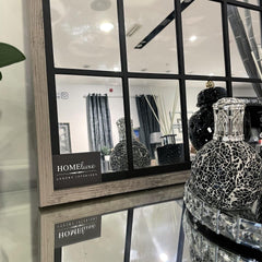 80cm x 60cm Window Style Wall Mirror In Grey Frame