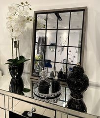 80cm x 60cm Window Style Wall Mirror In Grey Frame