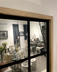 80cm x 60cm Window Style Wall Mirror In Oak Frame