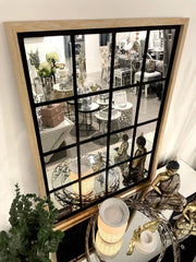 80cm x 60cm Window Style Wall Mirror In Oak Frame