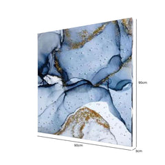 80x120 Blue White and Gold Abstract Canvas