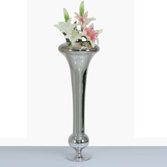 81.5cm Fluted Glass Vase Silver
