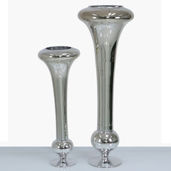 81.5cm Fluted Glass Vase Silver