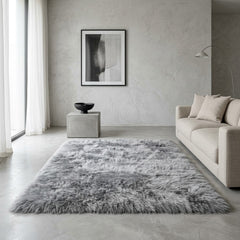 Bubble Mink Grey Faux Fur Rug Fluffy Shaggy Modern Floor Mat 160x230cm
