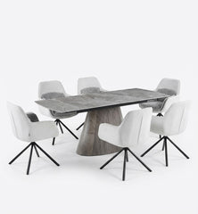 Monaco Grey Stone Extending Dining Set 6 Florence Swivel Chairs