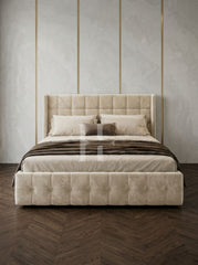 Luxury Square Tufted Wingback Upholstered Bed Frame