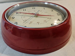 9.5" Retro Red Diner Wall Clock - Vintage Quartz Analog