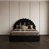 Luxury Seashell Scalloped Upholstered Velvet Bed Frame