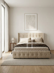 Luxury Square Tufted Wingback Upholstered Bed Frame