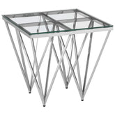 Allure Silver Finish Prismatic Legs End Table
